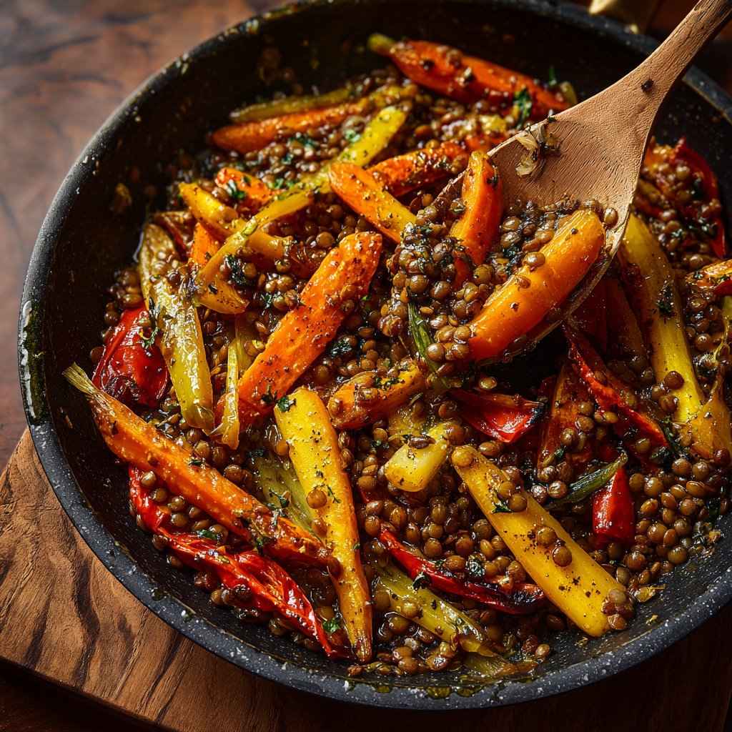 Roasted Veggie Lentil Skillet