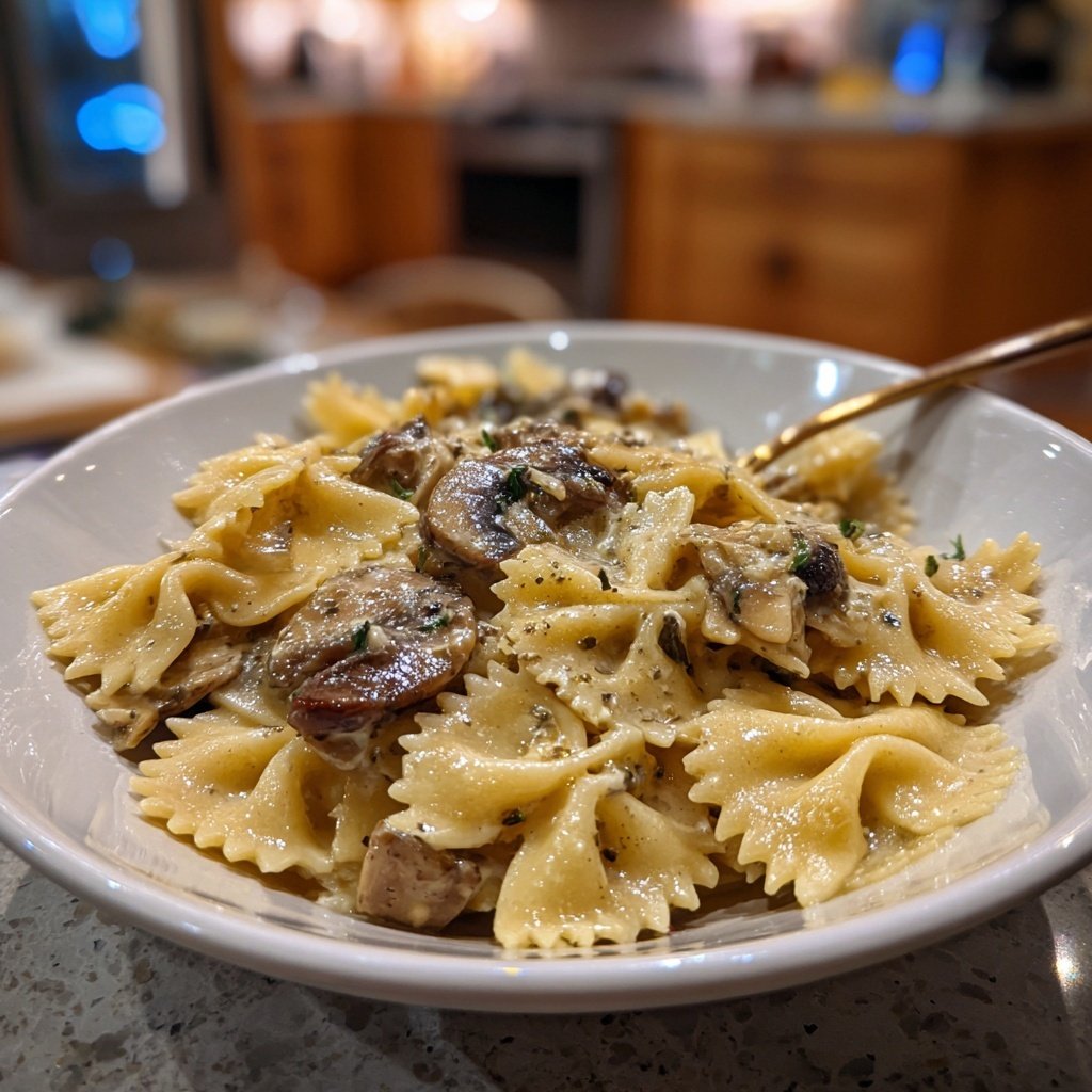 Bow Tie Pasta With Mushroom Cream Sauce