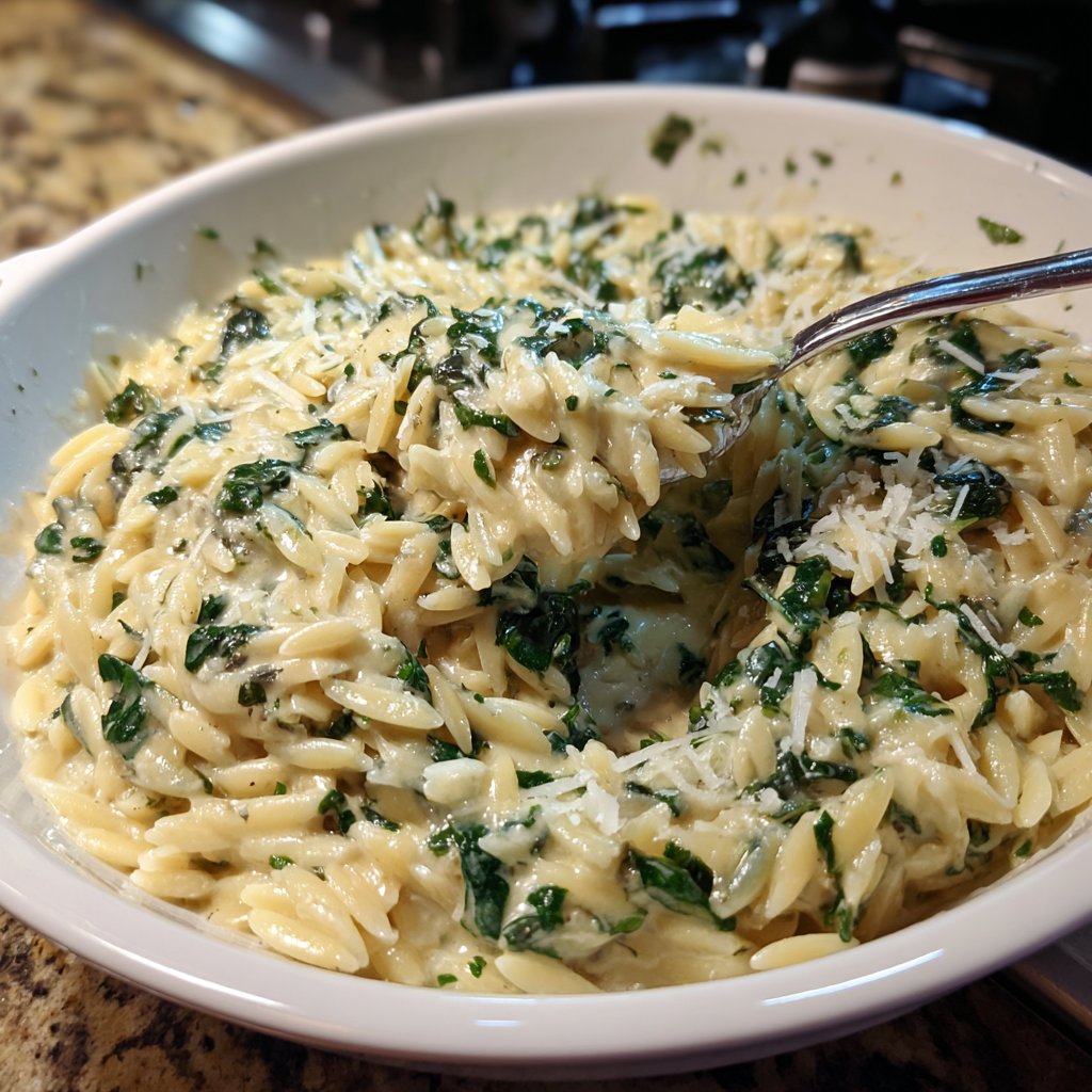 Creamy Spinach Parmesan Orzo