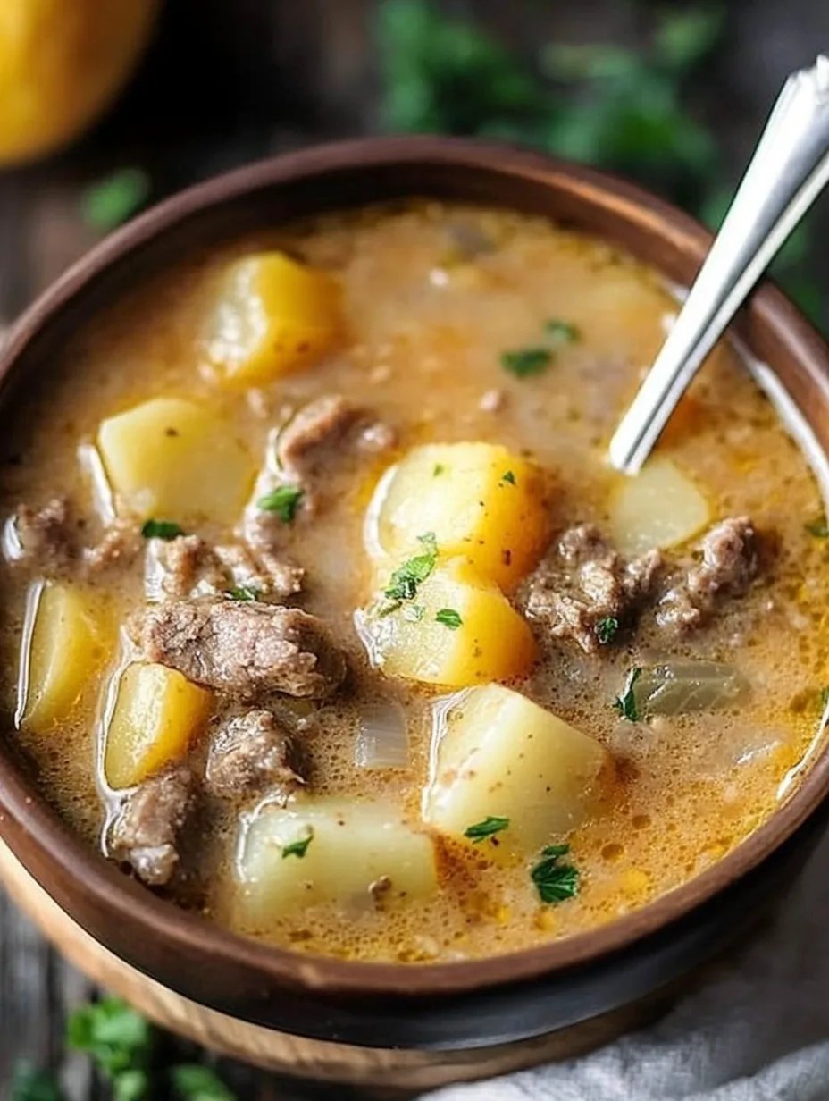 Cheesy Beef & Potato Soup
