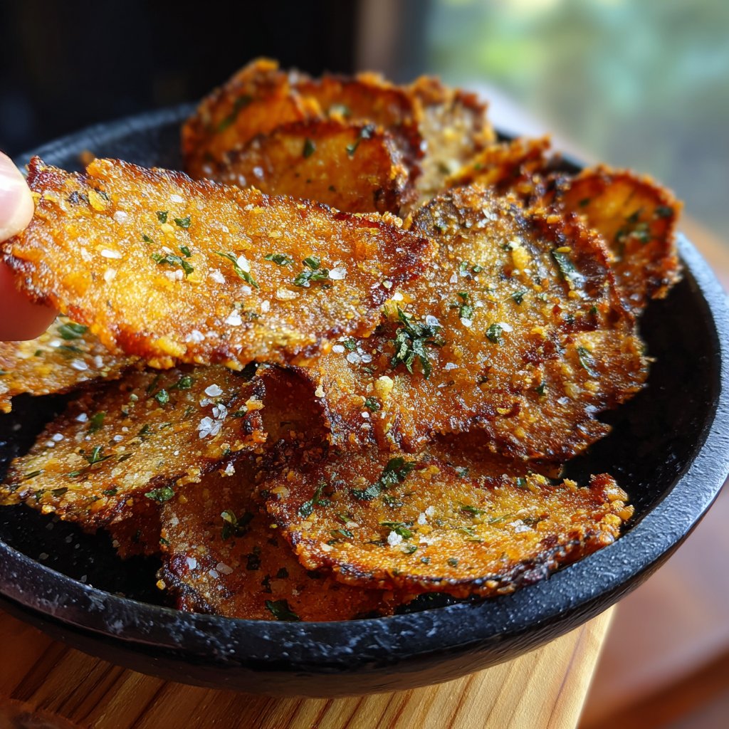Crispy Eggplant Garlic Chips
