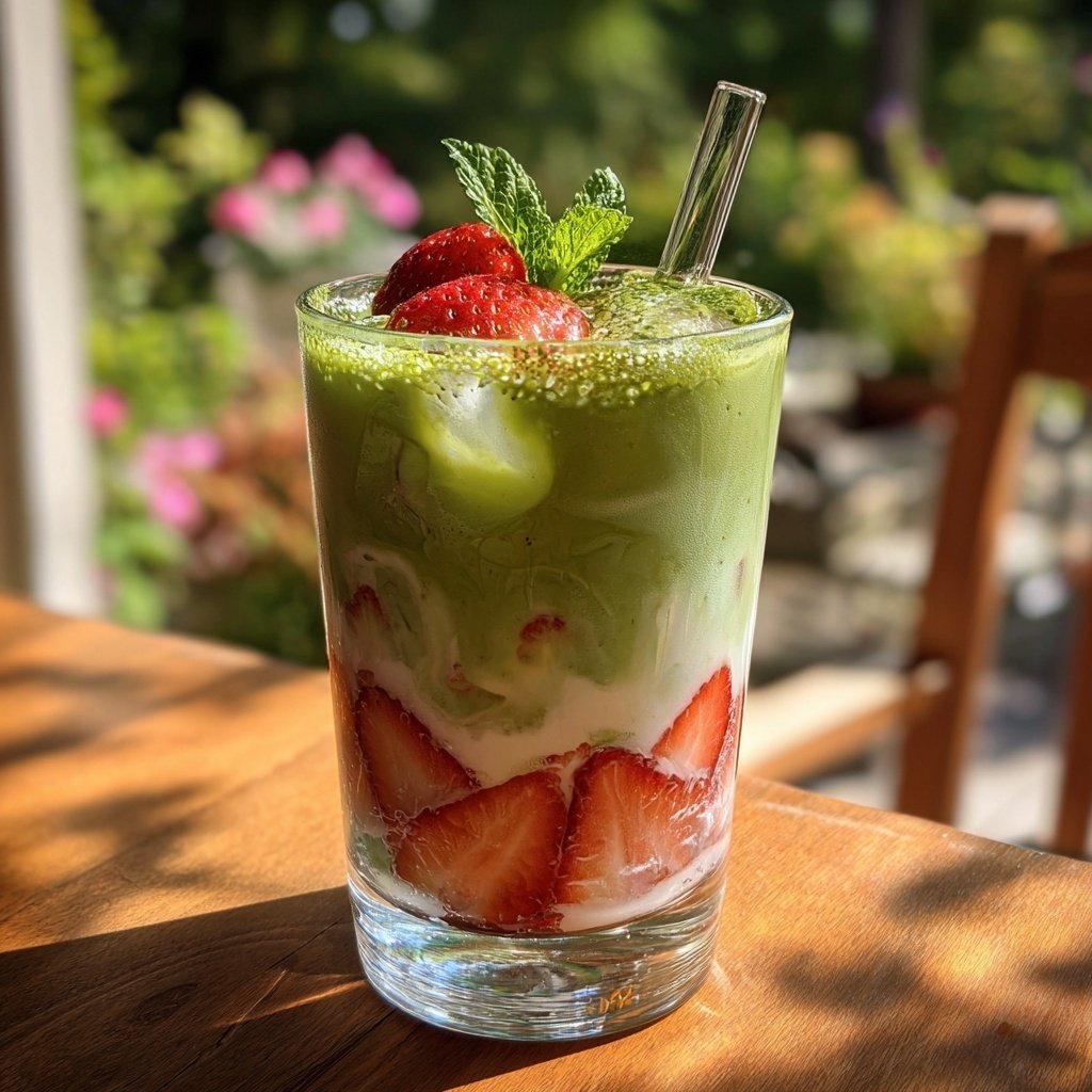 Iced Strawberry Matcha Cream Drink
