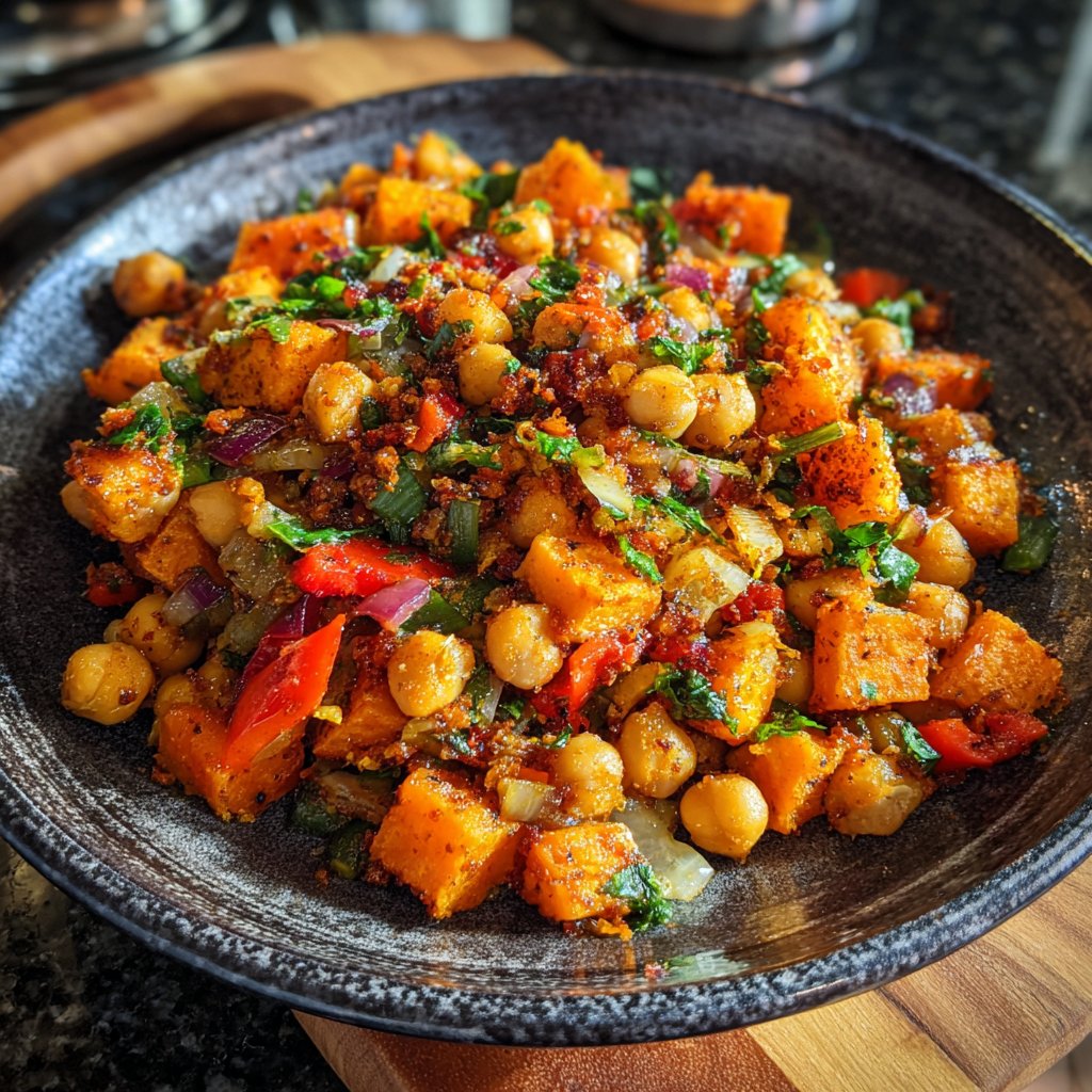 Spiced Sweet Potato Chickpea Hash