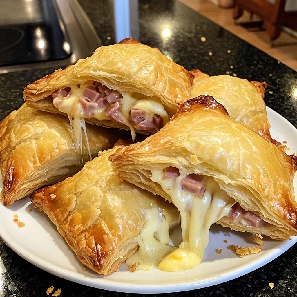 Ham and Cheese Puff Pastry Pockets